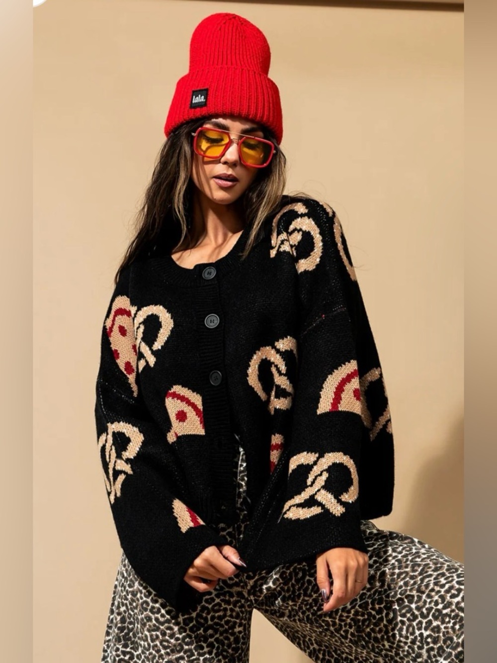 LALA “New York is my boyfriend” boxy cardigan size L/XL